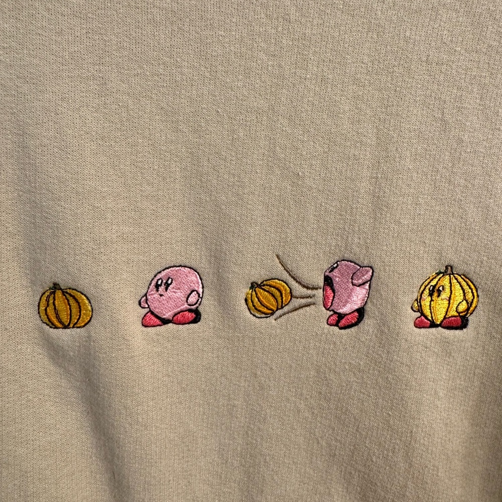 Tan Kirby Halloween Sweater; Unisex Large - Picture 2 of 3